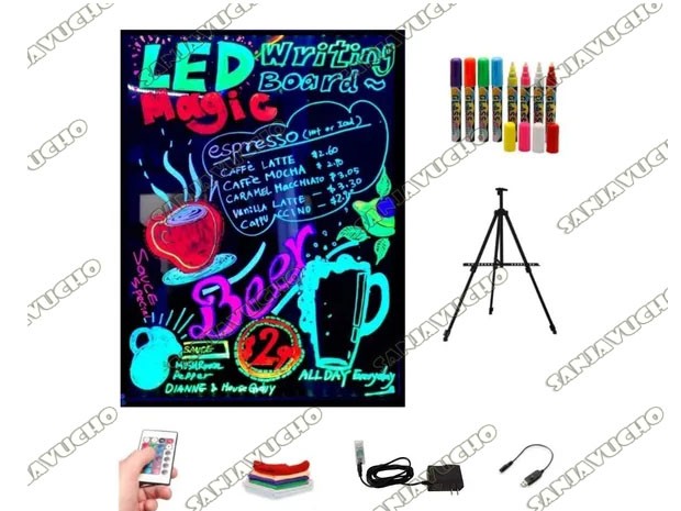 &u+ PIZARRON LUMINOSO 60X80 + TRIPODE + 8 MARCADORES (4320)